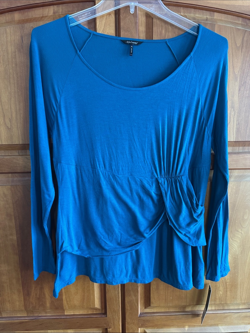Daisy Fuentes Teal Long-Sleeve Twist Front Top NWT